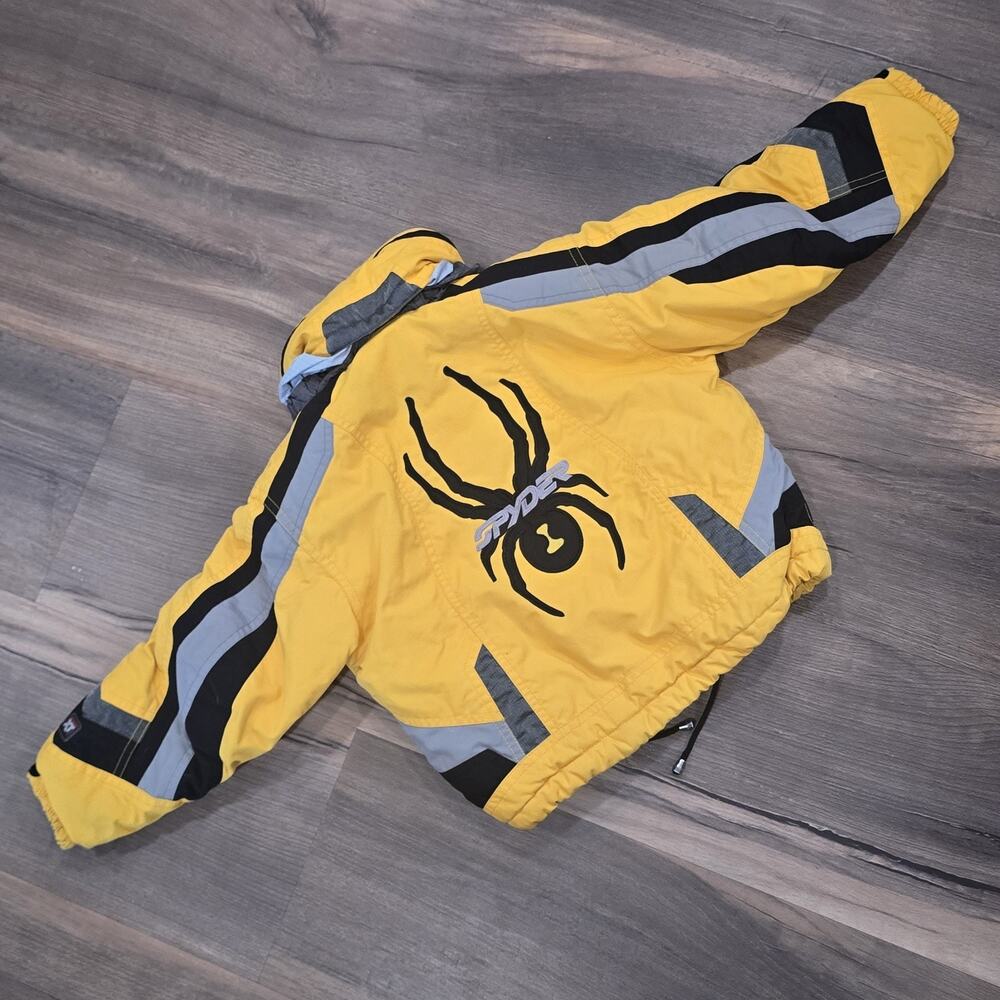 Spyder Kids Yellow Jacket with Black Spider Graphic and Gray Accents